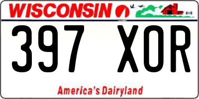 WI license plate 397XOR