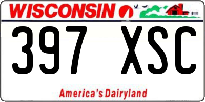 WI license plate 397XSC