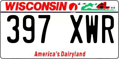 WI license plate 397XWR