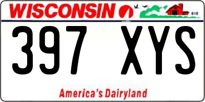 WI license plate 397XYS