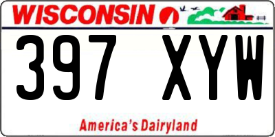 WI license plate 397XYW