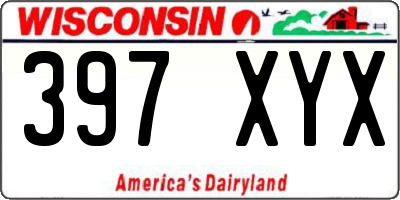 WI license plate 397XYX