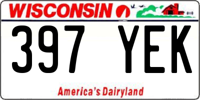 WI license plate 397YEK