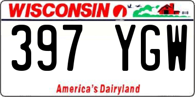 WI license plate 397YGW