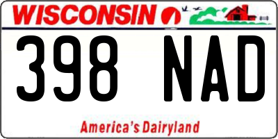 WI license plate 398NAD