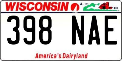 WI license plate 398NAE