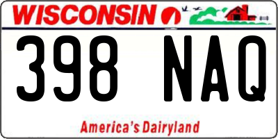 WI license plate 398NAQ