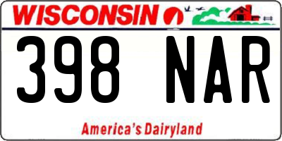 WI license plate 398NAR