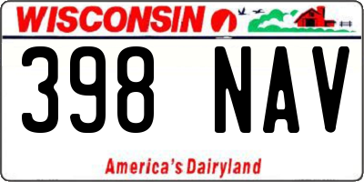 WI license plate 398NAV