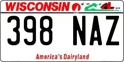 WI license plate 398NAZ