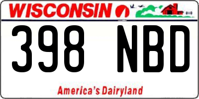 WI license plate 398NBD