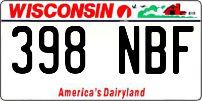 WI license plate 398NBF