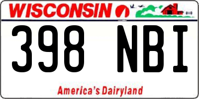 WI license plate 398NBI
