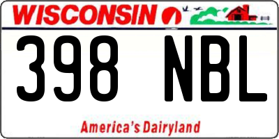 WI license plate 398NBL