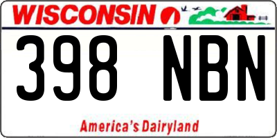 WI license plate 398NBN