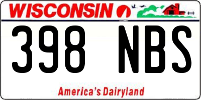 WI license plate 398NBS