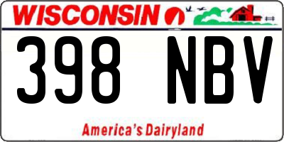 WI license plate 398NBV