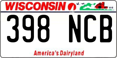 WI license plate 398NCB