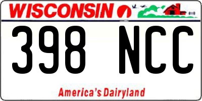 WI license plate 398NCC