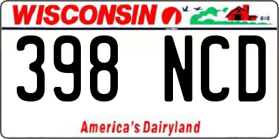 WI license plate 398NCD