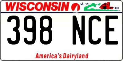 WI license plate 398NCE