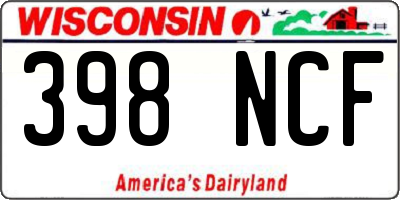WI license plate 398NCF
