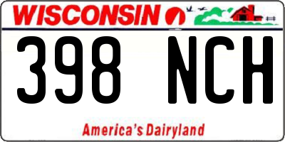 WI license plate 398NCH