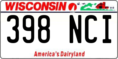 WI license plate 398NCI