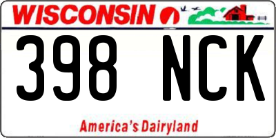 WI license plate 398NCK