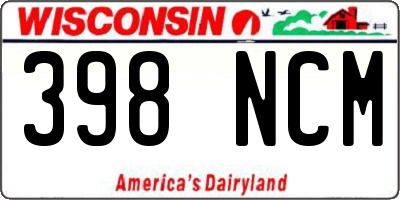 WI license plate 398NCM
