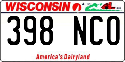 WI license plate 398NCO