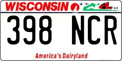 WI license plate 398NCR