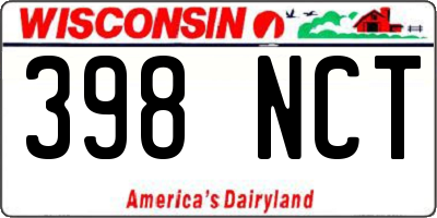 WI license plate 398NCT