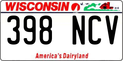 WI license plate 398NCV