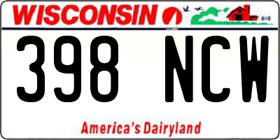 WI license plate 398NCW