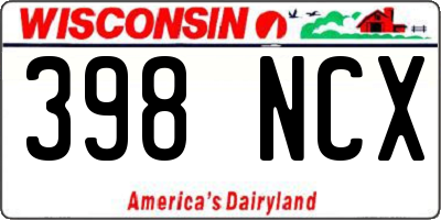 WI license plate 398NCX
