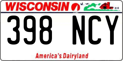 WI license plate 398NCY