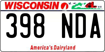 WI license plate 398NDA