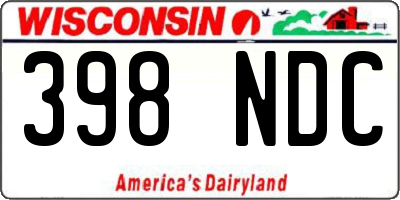 WI license plate 398NDC