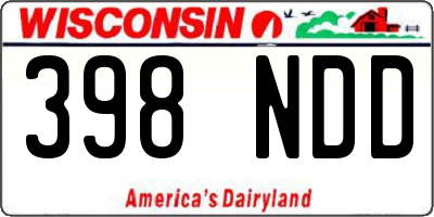 WI license plate 398NDD