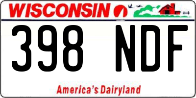 WI license plate 398NDF