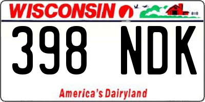 WI license plate 398NDK