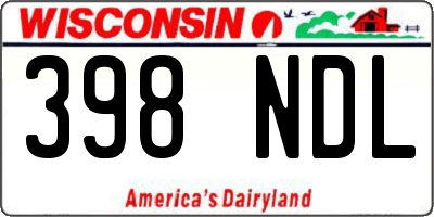 WI license plate 398NDL