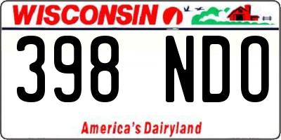 WI license plate 398NDO