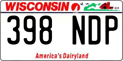 WI license plate 398NDP