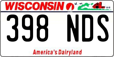 WI license plate 398NDS