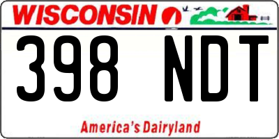 WI license plate 398NDT