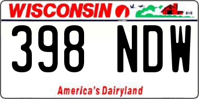 WI license plate 398NDW