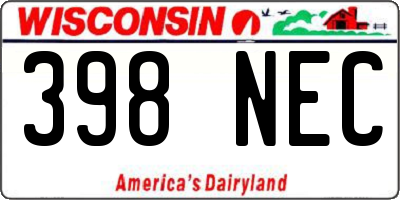 WI license plate 398NEC