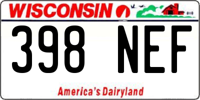 WI license plate 398NEF